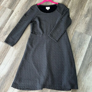 eci New York Charcoal Gray stretch mesh dress Knee Length Long Sleeve sz 10